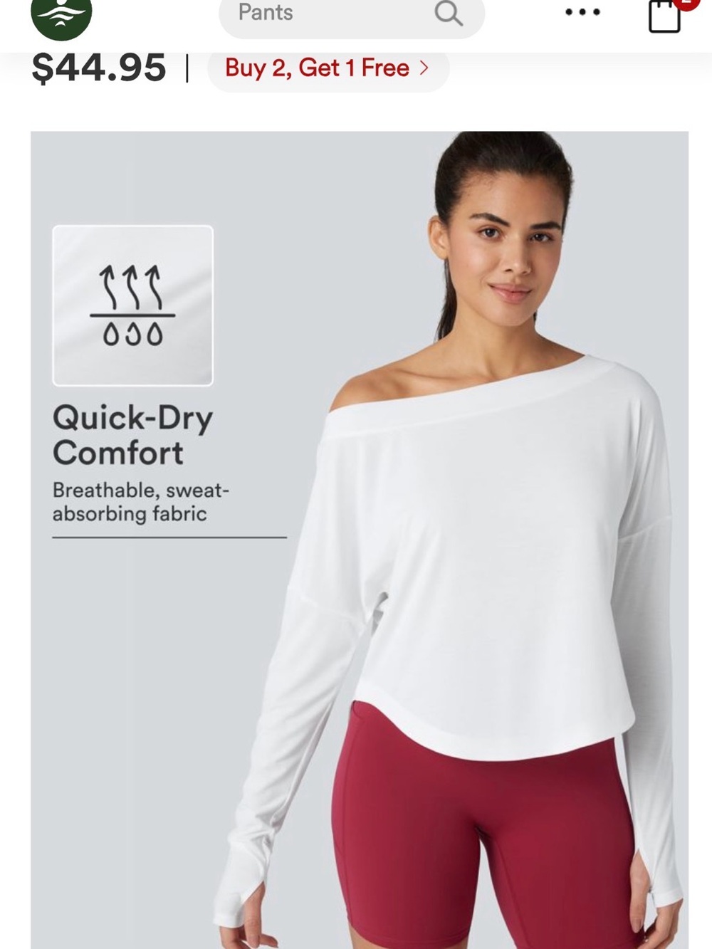 HALARA Off-Shoulder Long Sleeve Top in White